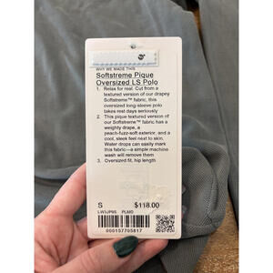 NWT Lululemon Softstreme Pique Oversized LS Polo size S in Palm Deco